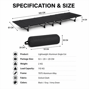 <span class=keywords><strong>Lit</strong></span> <span class=keywords><strong>de</strong></span> camp pliable en alliage d'aluminium léger <span class=keywords><strong>pour</strong></span> le camping en plein air, la sieste au bureau et les voyages - Product Image 4