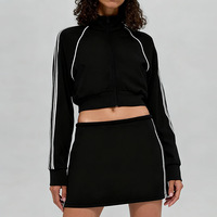 Ensemble de sport 2 pièces de haute qualité pour femmes, veste à col montant respirante avec fermeture éclair, jupe, vêtements de sport décontractés, vêtements de tennis