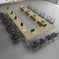 Bureau de travail pliable moderne en bois - Meuble commercial multifonctionnel pour salle à manger/bureau avec design écologique