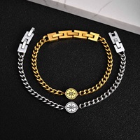 Bracelet en acier inoxydable pour homme, chaîne cubaine, breloque boussole, bracelet minimaliste, bijoux personnalisés gravés