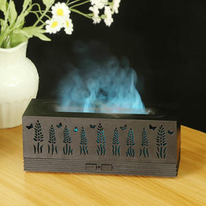 Difusor ultrasónico de aceites esenciales JCSY de 60 ml con diseño de espiga de trigo y mariposa, forma cuadrada y acabado de madera clara. - Product Image 5