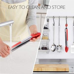 12 inç eşyaları silikon kauçuk uzun boyutları özel Logo ağır barbekü gıda maşası - Product Image 2