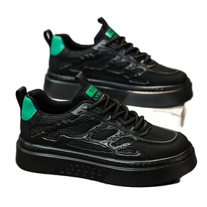 Men's High-End Sports Shoes <b>White</b> Trendy Brand Casual Board with Soft and Thick Sole <b>Lace</b>-Up Closure for Spring and Autumn - Product Image 4