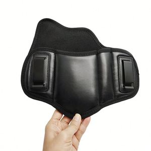 ซองปืนพกพาแบบ Pancake Holster IWB ทำจากหนังเทียม แบบสั่งทำพิเศษ ซองปืนพกพาอเนกประสงค์สีดำ พร้อมช่องใส่แม็กกาซีน - Product Image 1