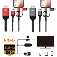 Adaptateur de câble 3 en 1 Micro USB Type C IOS 8 broches Type-C vers HDMI, mise en miroir du téléphone sur TV, projecteur, moniteur HDTV pour iPhone SAMSU