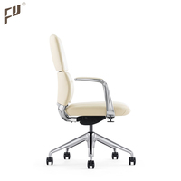 Chaise de bureau de direction moderne de haute qualité, dossier moyen, en cuir synthétique, pour femmes asiatiques, avec roulettes pivotantes
