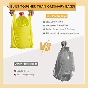 Sacs en plastique Huamaohengchun, lot de 50, 12,5 x 22 pouces, avec poignées, sacs jaunes pour vêtements, pour le commerce de détail et l'alimentation, résistants - Product Image 6