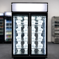 Jinfugui Porte en verre commerciale Double température Affichage des boissons Refroidisseur 450L vertical Boisson Réfrigérateur