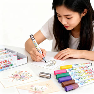 8PK Permanente <span class=keywords><strong>D</strong></span>'art Métallique Peinture Marqueur Stylos pour la Carte-Cadeau, Album Photo BRICOLAGE, Scrapbook, papier noir, Artiste Illustration - Product Image 6