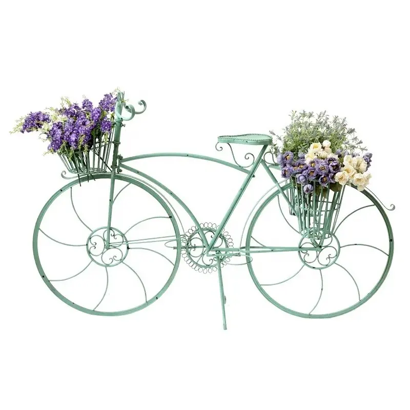 Fiets Bloempot Witte Tuin Planter Decoratieve Metalen Bruiloft Fiets Tuin Bloemenstandaard