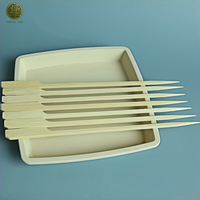 Brochettes plates en bambou lisses et sans éclats, personnalisables, pour grillades Teppo