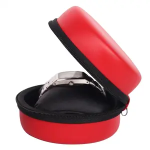 Custom logo shockproof Pu leather hard travel storage zipper box protector carrying eva mens classic watch case