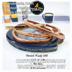 ชุดกำไลทองแดงทำมือ กำไลโลหะตอกลาย ของขวัญเครื่องประดับสุดหรู - Product Image 2