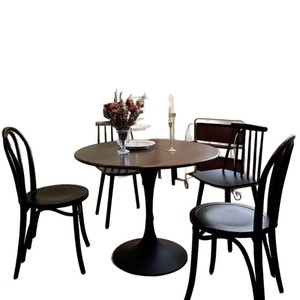 Vintage Style Solid Wood Round Dining <b>Table</b> <b>Walnut</b> Color Stable For Living Room Home Use - Product Image 5