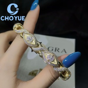 S925 Silver Moissanite Cuban <b>Bracelet</b> Iced Out Marquise Evil Eyes <b>Infinity</b> Design Pass Diamond Tester Hip Hop Jewelry for Men - Product Image 4