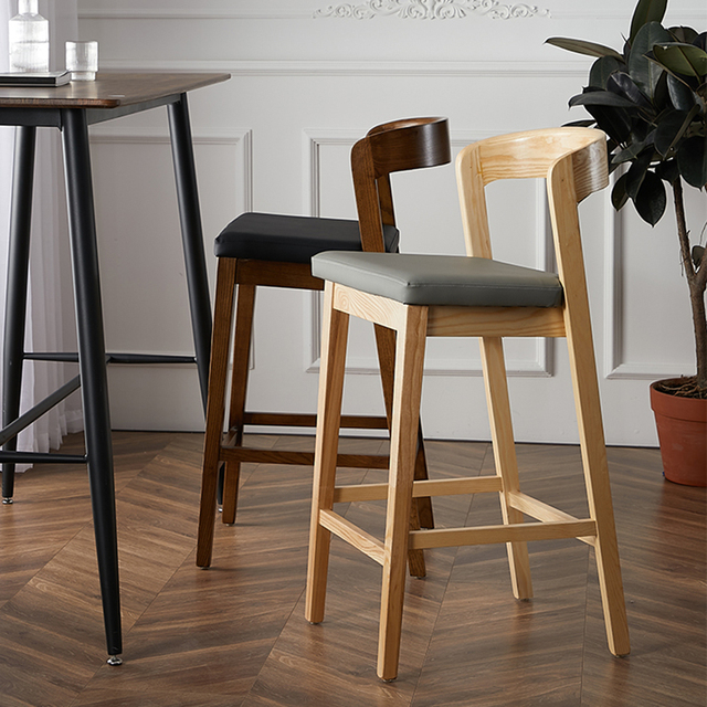 High Quality Wholesale Nordic Style Modern Solid Wood High Bar Stools Durable Commercial Hotel Use