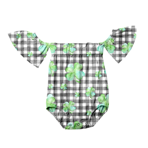 Mameluco de Seda Láctea para Bebé con Hombros Descubiertos, Body Estampado con Mangas Acampanadas para Bebé, Ropa Personalizada OEM ODM para Niña - Product Image 4