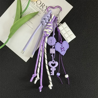 Pendentif en peluche en forme de cœur de dessin animé mignon, chaîne de sac en perles