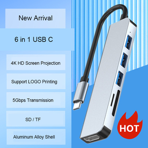 6 trong 1 USB <span class=keywords><strong>C</strong></span> đến 4K HDMI hai USB 2.0 3.0 <span class=keywords><strong>C</strong></span>ổng SD/TF Đầu Đọ<span class=keywords><strong>c</strong></span> Thẻ loại <span class=keywords><strong>C</strong></span> HUB Tương thích với máy tính xách tay và loại <span class=keywords><strong>C</strong></span> thiết bị. - Product Image 2