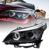 Phares avant JY pour BMW Série 5 E60 (2003-2010) avec lentilles LED Angel Eye pour feux de croisement, installation Plug-and-play pour rénovation
