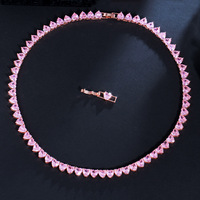 Joyería de moda Classic 5A Cubic Zirconia Iced Out Bling Pink Heart Cz Collar de cadena de tenis para Mujeres Hombres Regalo del Día de San Valentín