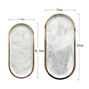 नॉर्डिक रचनात्मक संगमरमर के आकार का चीनी मिट्टी भंडारण गहने हार अंगूठी ट्रे - Product Image 2