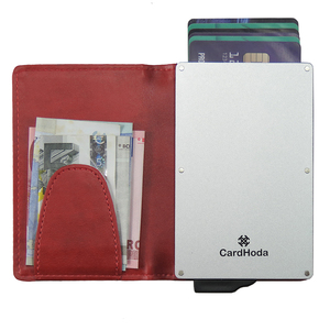 Cartera CardHoda de Aluminio y Cuero PU, Diseño Delgado y Plegable, Tarjetero para 4-6 Tarjetas, Rojo, Marrón, Negro, Unisex - Product Image 1