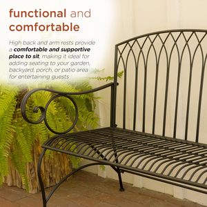 Bancos plegables de hierro forjado hechos a mano para jardí<span class=keywords><strong>n</strong></span>, patio al aire libre, diseño tradicional, metal enrollado, venta al por mayor - Product Image 4