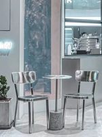 Chaise de salle à manger commerciale en acier inoxydable 304 avec dossier, ensemble de chaises modernes et minimalistes pour cafés, restaurants et salons de thé en extérieur