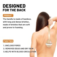 Brosse corporelle à manche long en bois, tête amovible et remplaçable, poils de sanglier naturels, brosse de douche exfoliante pour le dos