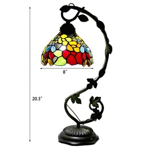 LongHuiJing Eco-Friendly Simple Mediterranean Style Stained Glass LED Table Lamp 8-Inch Handmade Shade AC E14 Base for Reading - Product Image 4