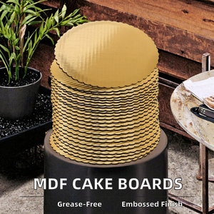 Tableros de tambor MDF blancos en relieve y bandejas de pastelería de cartón impresas en lámina de oro para ensalada de Chocolate Sushi y Pizza - Product Image 2