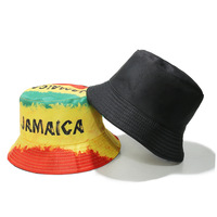 Jamaïcain Reggae Rasta Réversible Seau Chapeau Unisexe D'été Voyage Jamaïque Drapeau Plage Soleil Chapeaux Casquette Extérieure
