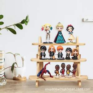 Wooden Multi Tier <b>Shelf</b> 3 Floors Standing Type Eco Friendly Storage <b>Rack</b> For Home Organization Retro Color Rectangle Shape - Product Image 5