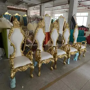 新款不锈钢白金高背廉价皮革皇后王座婚宴婚椅
