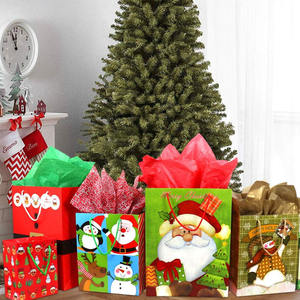 Yüksek kaliteli tatil noel hediyesi toplu Set tam baskılı kraft el işi kağıdı torba içerir 4 ekstra büyük 4 büyük 4 orta kolları ile - Product Image 6