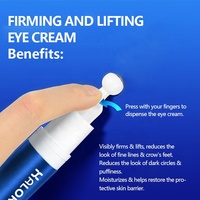 Crème Contour des Yeux Raffermissante et Liftante HALORINNA 15g Infusée à la Caféine et au Niacinamide – Améliore les Poches et Soulage la Fatigue Oculaire – Soin Quotidien pour les Yeux