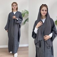 Ensemble Abaya Cardigan Kimono Hijab en Polyester Modeste pour Femmes, Spécial Été Aïd Ramadan, Idéal pour Mariage