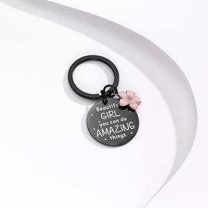 Metal <b>Charm</b> Keychain Mother's Day Gift Oriental Cherry Flower <b>Keyring</b> Mom Pendant Chain Key Ring Holder Jewelry Accessories Gift - Product Image 4