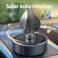 Parfum d'aromathérapie de luxe rotatif à énergie solaire en forme de feuille désodorisant pour voiture