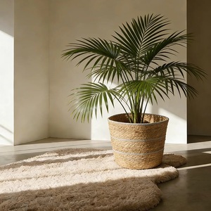 Woven <b>Basket</b> Round Handmade Floor Storage For <b>Small</b> Potted Plants Decorative Plant Pot Cover - Product Image 2