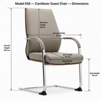 Chaise cantilever chromée prête pour la conférence, avec accoudoirs, rembourrée en cuir PU, pour visiteurs, idéale pour les bureaux, les salles d'attente et les réceptions.