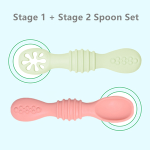BPA miễn phí Toddler giai đoạn đầu tiên 1 mềm-tip Pre ăn muỗng ngã ba đặt trẻ sơ sinh dẫn cai sữa Silicone trẻ em đào tạo bé đồ dùng - Product Image 2