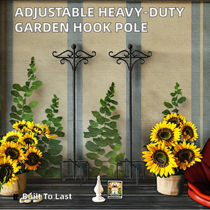 Adjustable Heavy-Duty Iron Vintage Shepherd <b>Hook</b> Two-Sided Feeder <b>Pole</b> Garden Ornament Weather Resistant Hanging Flower Basket - Product Image 2