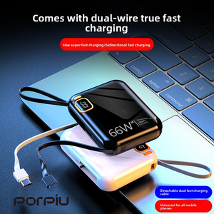 Banco de energía de carga rápida de 66W, 10000mAh, con pantalla LED, cable de salida PD de 20W, incorporado, para <span class=keywords><strong>iPhone</strong></span> y Android - Product Image 3