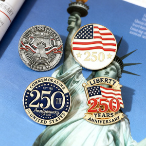 Badge commémoratif écologique du 250e anniversaire de la Journée Nationale des États-Unis 2026, design drapeau américain étoile à cinq branches, électroplaqué - Product Image 2