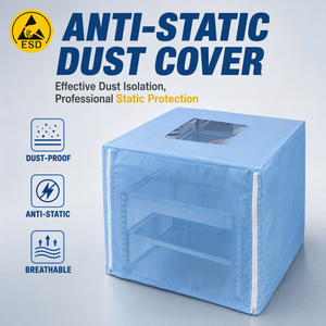 Housse de protection pour rack de stockage ESD en polyester avec fil conducteur, fermeture éclair, taille personnalisée, 10^6-10^9 Ohm, bleue, pour salle blanche, anti-poussière - Product Image 1