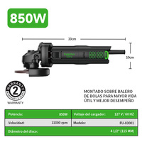Meuleuse sans fil sans balais Fumetax Industrial 550 watts avec support de moteur à roulements à billes durable, professionnelle pour le bricolage