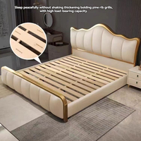 Lit de luxe moderne en cuir PU, canapé-lit modulaire inclinable, taille Queen/King, avec structure en acier, design luxueux pour la maison