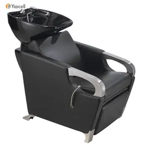 şampuan sandalye salon siyah Suppliers-Yoocell siyah kraliyet siyah Salon setleri saç durulama geri yıkama koltuğu şampuan sandalye Salon mobilya berber koltuğu